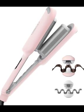 TYMO Rovy Hair Wave Curling Iron 1.25 Inch Pink & Elegant Gold